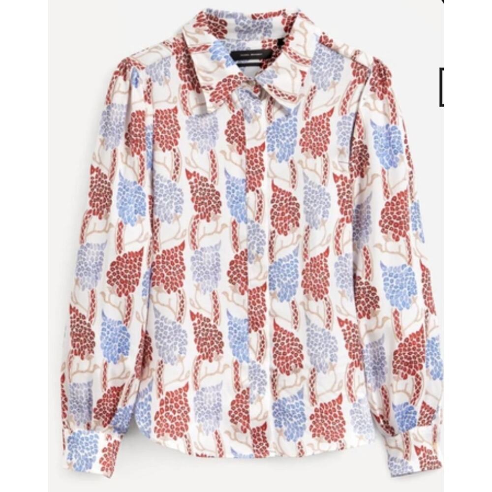 ISABEL MARANT Bedrissa Printed Shirt in Red Size 34 New With Tags